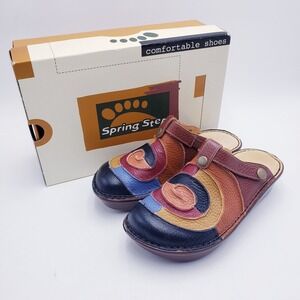 Spring Step Lollipop Clogs Multi Leather Patchwork Platform Mules Size 39 US 8.5